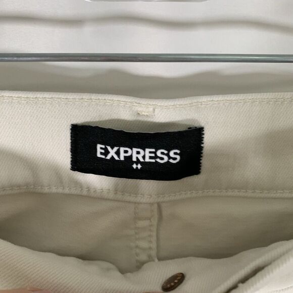 Express Skinny Jeans Women's 12R White Denim High Rise Raw Hem Cotton Blend - Picture 5 of 11